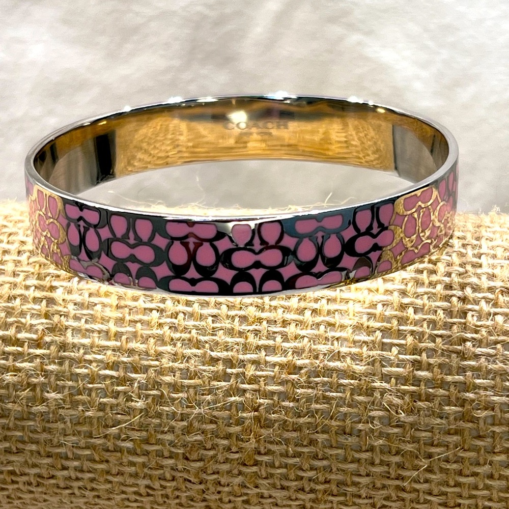 Coach Bangle Bracelet in silver and pink 💗